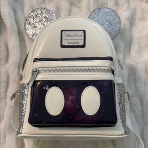 NWT Disney Parks Loungefly Silver and White Backpack Space Mountain 50th Edition